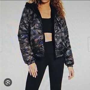 Nordstrom reversible hooded zip-up coat, size S